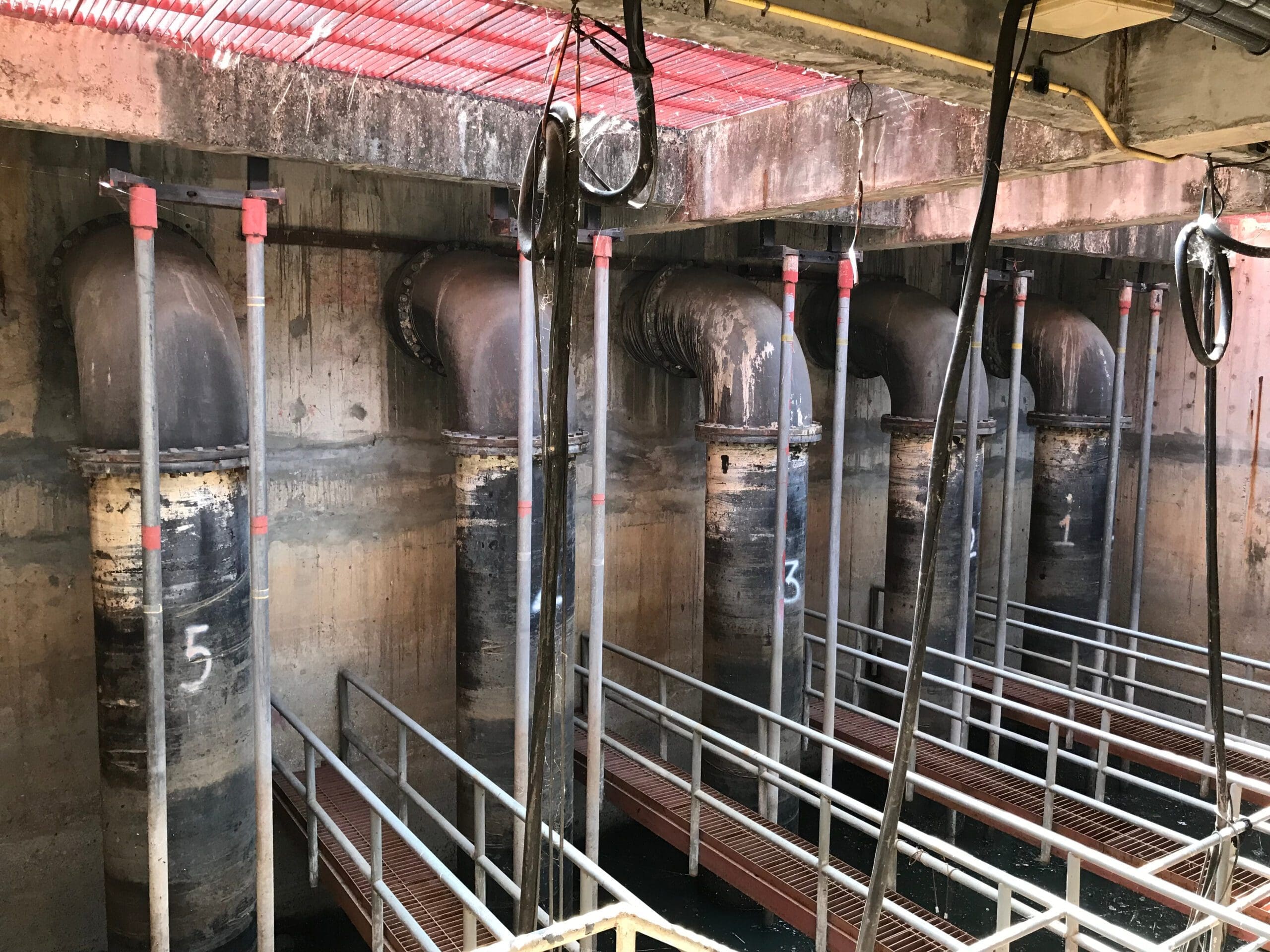 Wastewater Discharge Pipe In Wastewater Pumping Station